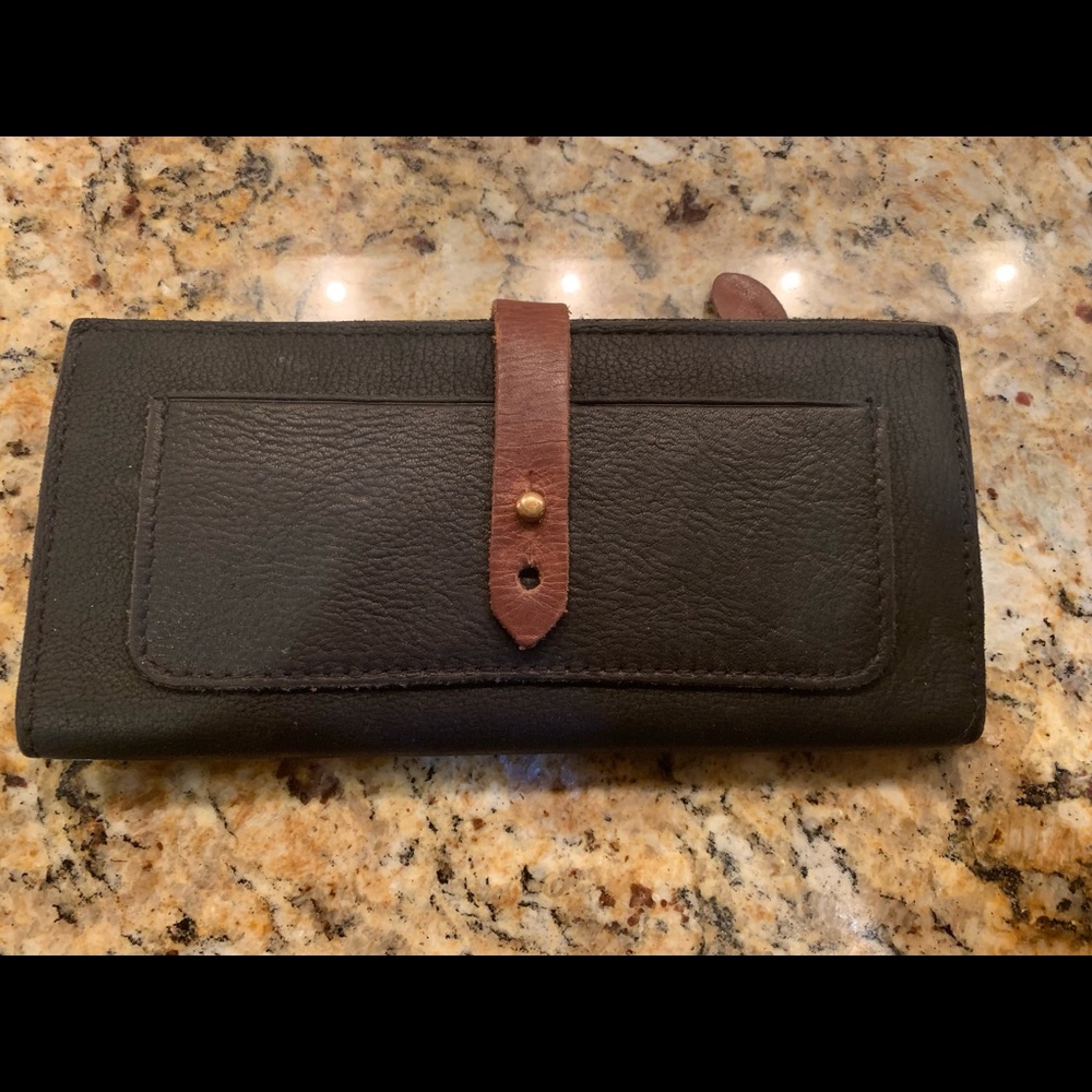 Madewell geniune leather black wallet